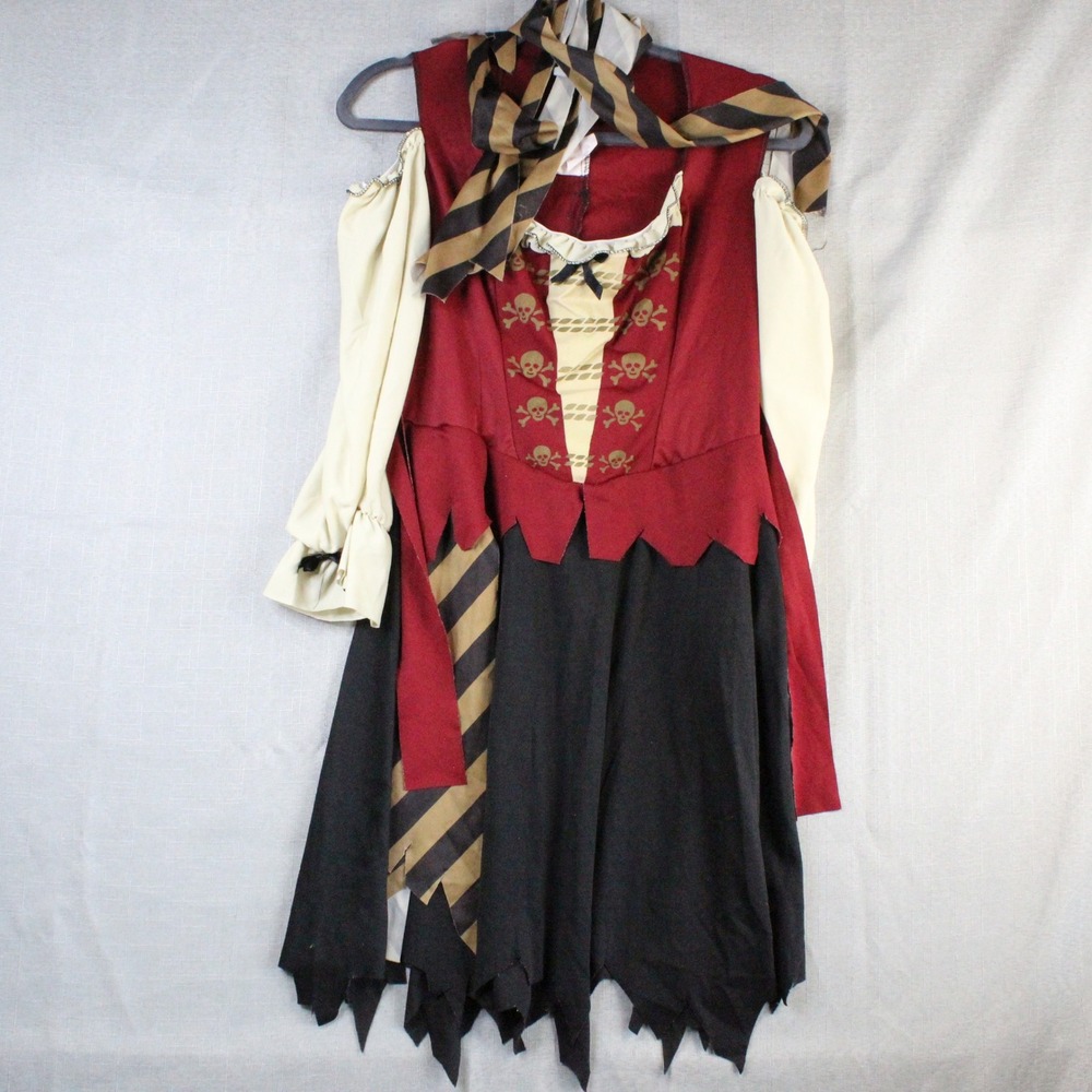 Rubies Pirate Lady Costume Dress Medium Burgundy Black Renaissance Y2K Gorpcore